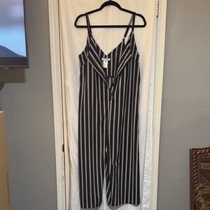 She + Sky Black and White Striped Jumpsuit